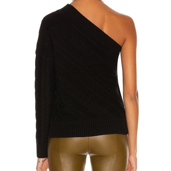 NWT L'agence Zoey cable knit merino wool black sweater - Picture 3 of 9